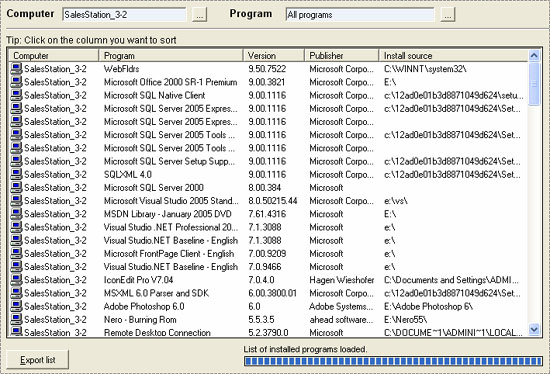 Overzicht van geïnstalleerde software