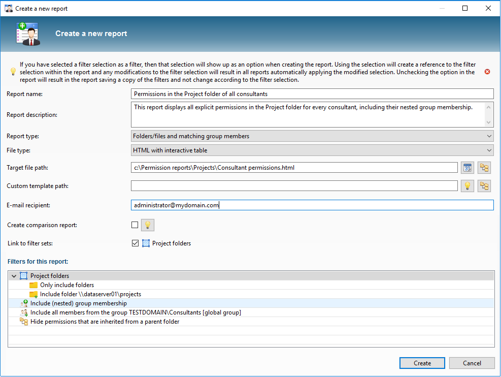 Report details dialog